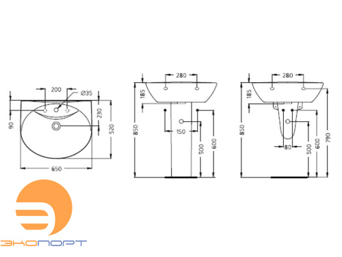 Раковина 65х52 Oceanе IDEAL STANDARD