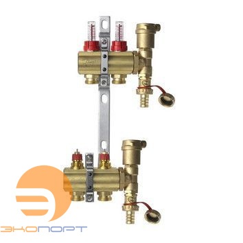Комплект коллекторов с расходомерами FHF-2F set латунь 