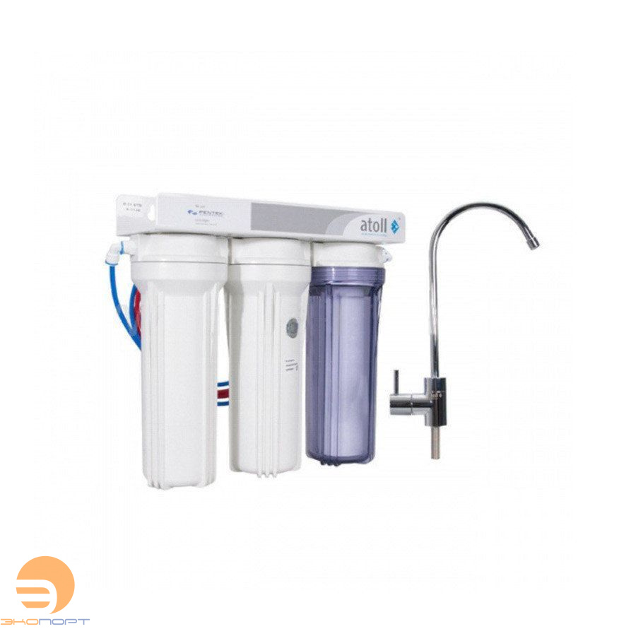 Фильтр Атолл D-30s STD/А-310 Еcr  трехступенчатый с умягчением  под кухонную мойку с краном 