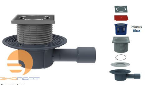 Трап гориз.  DN 40/50 с "сух. сифоном Primus blue"  HL