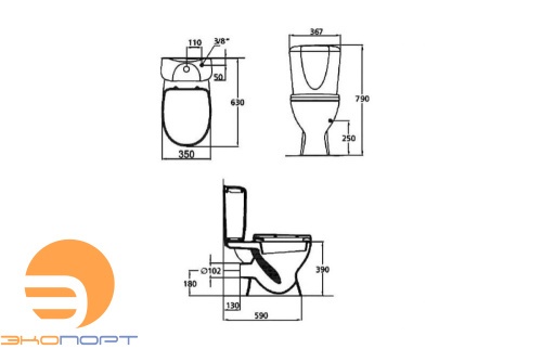 Унитаз напольный Eurovit с сиденьем и крышкой функцией плавного закрытия (W301801) IDEAL STANDARD