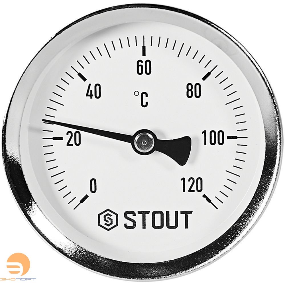 Термометр биметаллический осевой с погружной гильзой. Корпус Dn 63 мм, гильза 50 мм 1/2 , 0...120°С