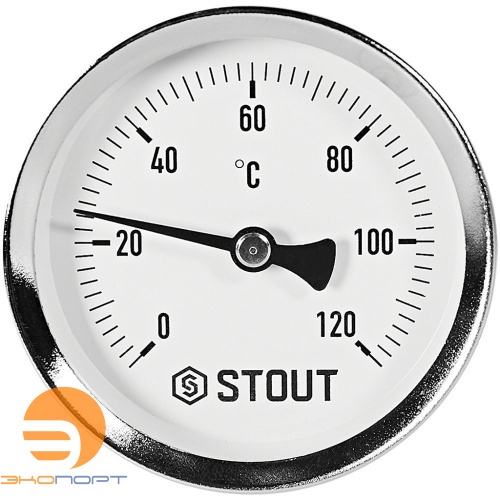 Термометр биметаллический осевой с погружной гильзой. Корпус Dn 63 мм, гильза 50 мм 1/2 , 0...120°С