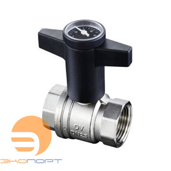 Кран шаровой DN 25 (В-В) с термометром с маховиком, Optibal Oventrop