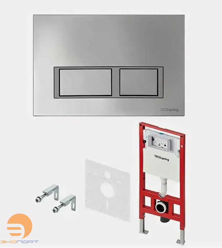 Комплект TECEspring, панель смыва с прямоугольными кнопками Хром глянцевый