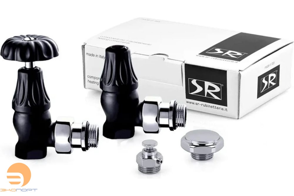 Комплект вентилей 1/2" угловой, Черный серия "Old Style" SR Rubinetterie