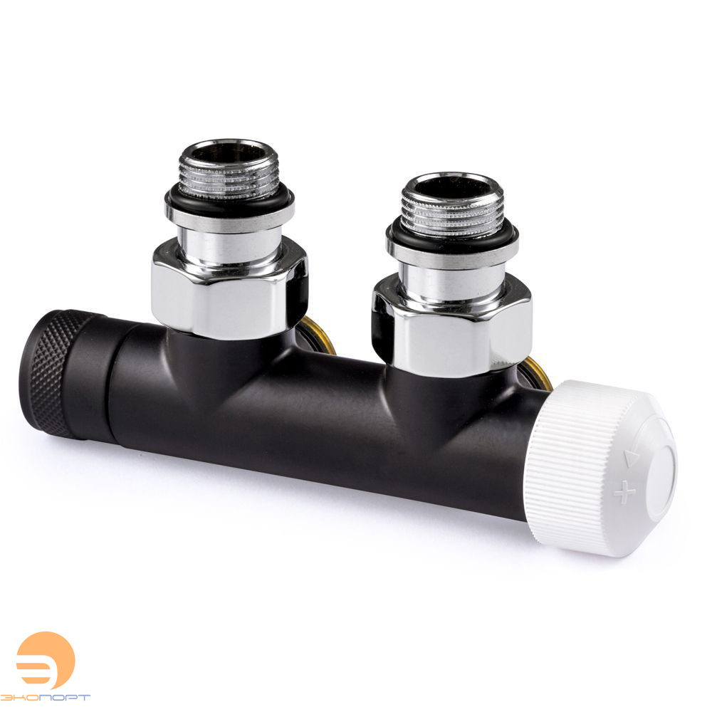 Узел нижнего подключения термостатический SR Rubinetterie угловой 1/2"х3/4"Е Чёрный матовый (правый)