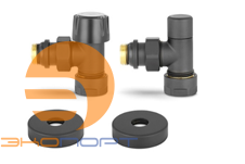 Комплект радиаторных клапанов 1/2х3/4Ek угловой черный Varmega