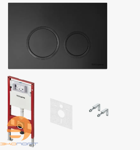 Комплект TECEspring, панель смыва с круглыми кнопками Черный матовый