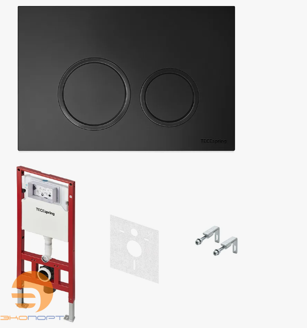 Комплект TECEspring, панель смыва с круглыми кнопками Черный матовый