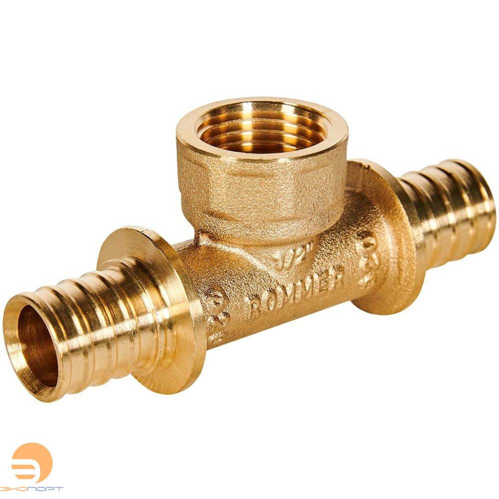 Тройник с переходом на резьбу ВР 20-1/2-20 латунь Rommer