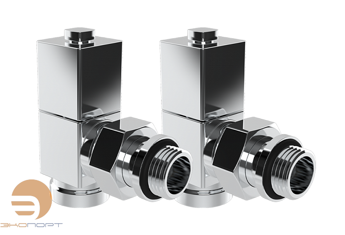 Набор дизайн-вентилей CUBE угловой (хром)1/2 Royal Thermo
