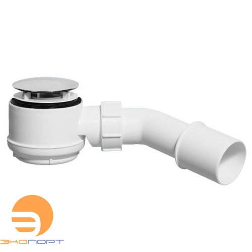Сифон бутыл. д/поддона хром (слив DN50-60мм), выпуск пласт. 70мм, грибок н/ж, H трапа 65мм ,выход DN40/50мм McAlpine