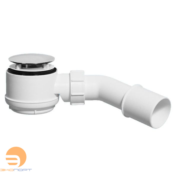 Сифон бутыл. д/поддона хром (слив DN50-60мм), выпуск пласт. 70мм, грибок н/ж, H трапа 65мм ,выход DN40/50мм McAlpine