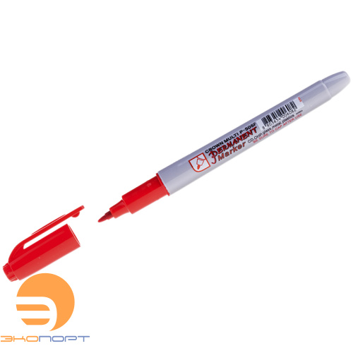 Маркер перманентный красный, пулевидный, 1мм Crown "Multi Marker Super Slim" 