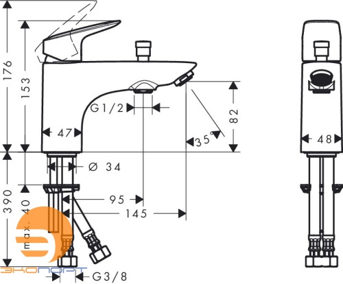 Смеситель для ванны Logis на борт ванны, HANSGROHE