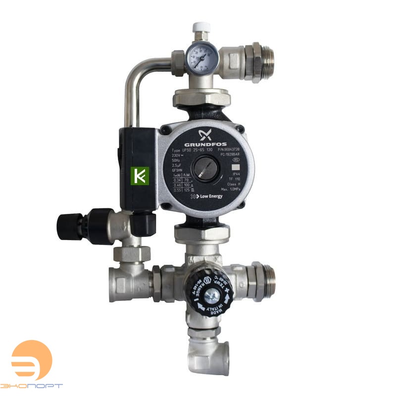 Насосно-смесительный узел STOUT, с термост. клапаном и байпасом,с насосом Grundfos UPSO 25-65 130