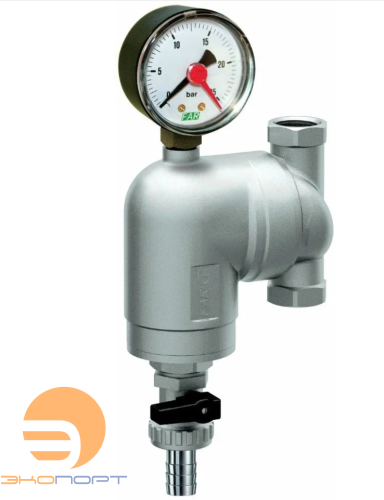 Фильтр сетчатый поворотное соединение 1/2" ВР, с манометром, 300мкм, Tmax=95 С, Pmax=25 бар FAR Фильтр сетчатый поворотное соединение 1/2" ВР, с манометром, 300мкм, Tmax=95 С, Pmax=25 бар FAR