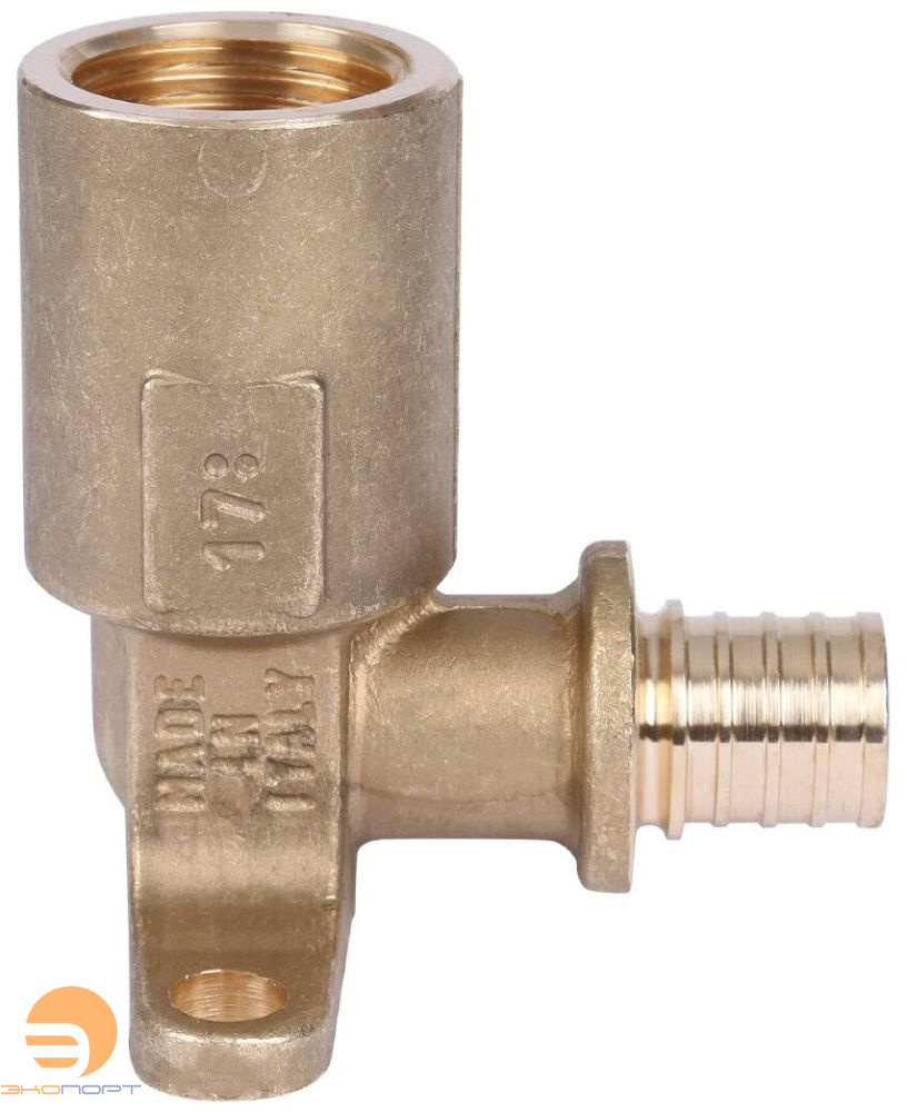 Угольник настенный с креплением 16-1/2 ВР латунь (длинный) STOUT