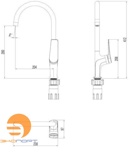 Смеситель для кухни Bronx, черный, Lemark