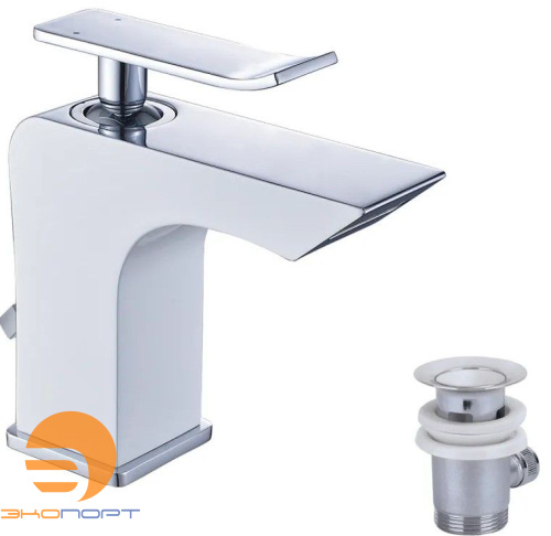 Смеситель для умывальника CONTEST монолитный, хром/белый, LEMARK