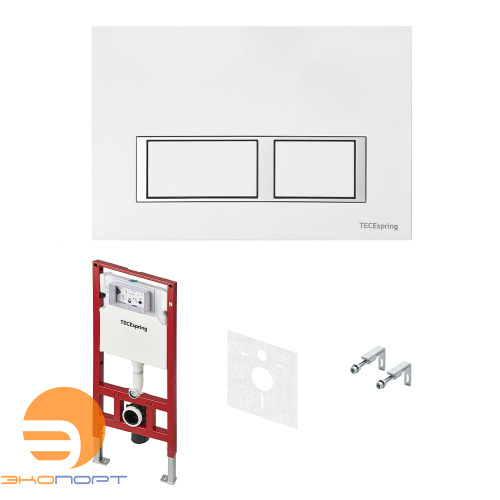 Комплект TECEspring, панель смыва с квадратными кнопками Белый глянцевый Комплект TECEspring, панель смыва с квадратными кнопками Белый глянцевый