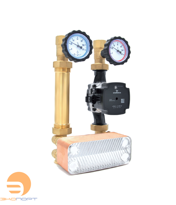 Насосный модуль 1" со встроенным т/о 20 пл. DN25 ECO 2 с насосом UPS 25-60 Huch