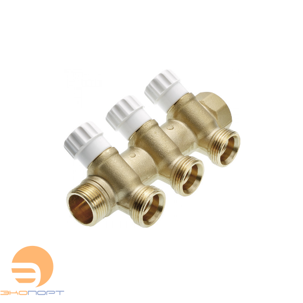 Коллектор с запорными вентилями 3/4*3/4 евроконус 3 контура латунь TECE