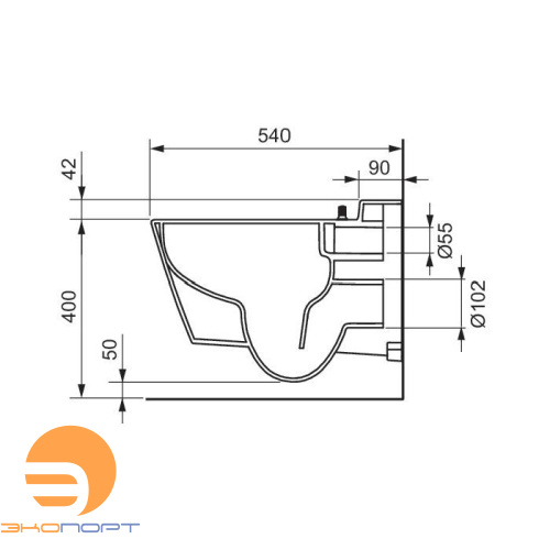 Комплект подвесного унитаза с крышкой TECEone, без гигиенического душа TECE (9700204+9700600)