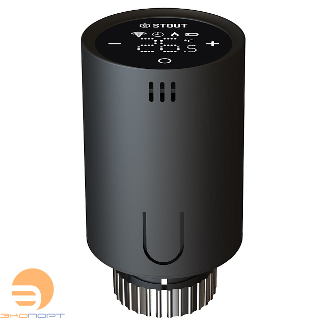 Термостатическая головка умная Zigbee, черная Stout