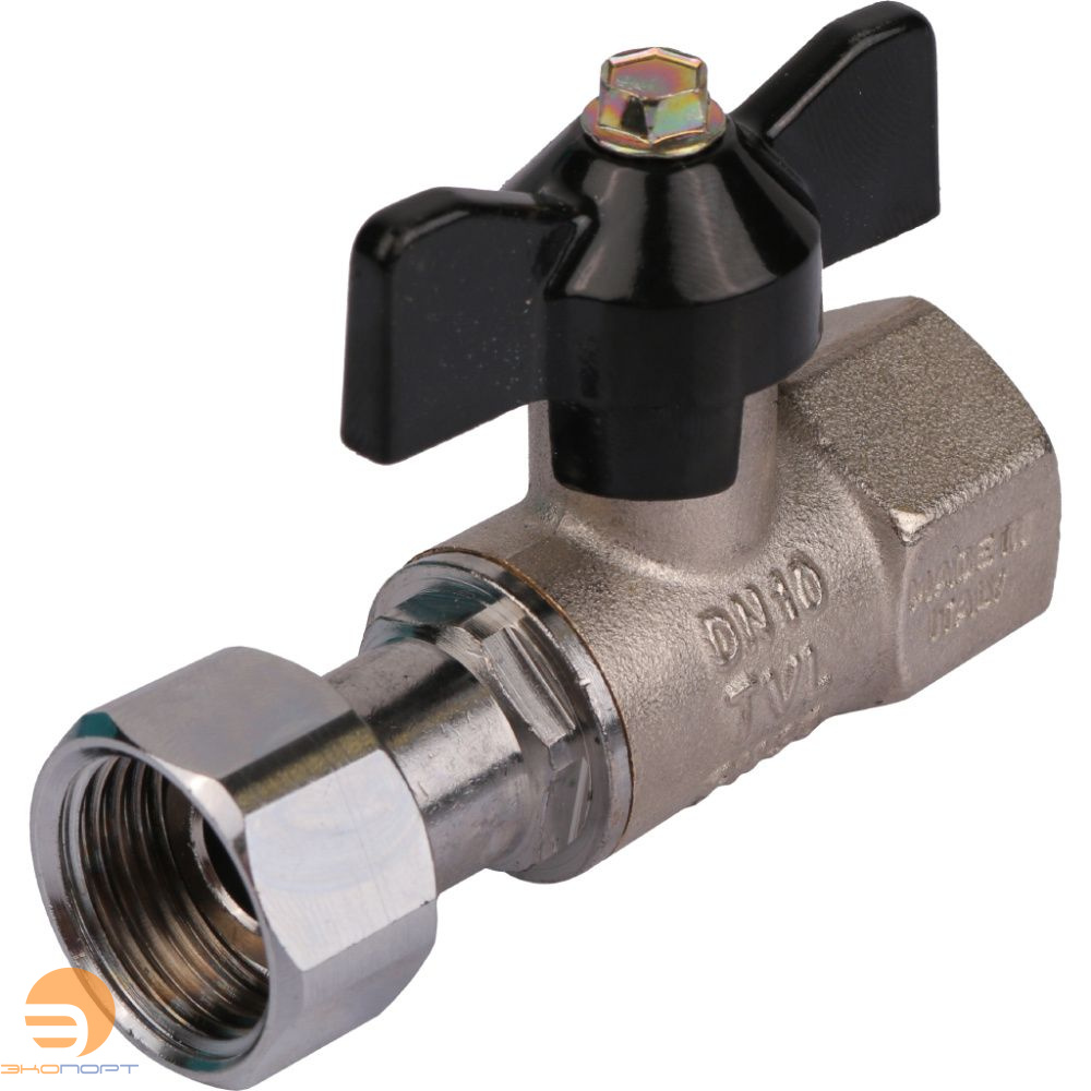 Кран шаровой с накидной гайкой ВР/накидная гайка  1/2" (бабочка) STOUT