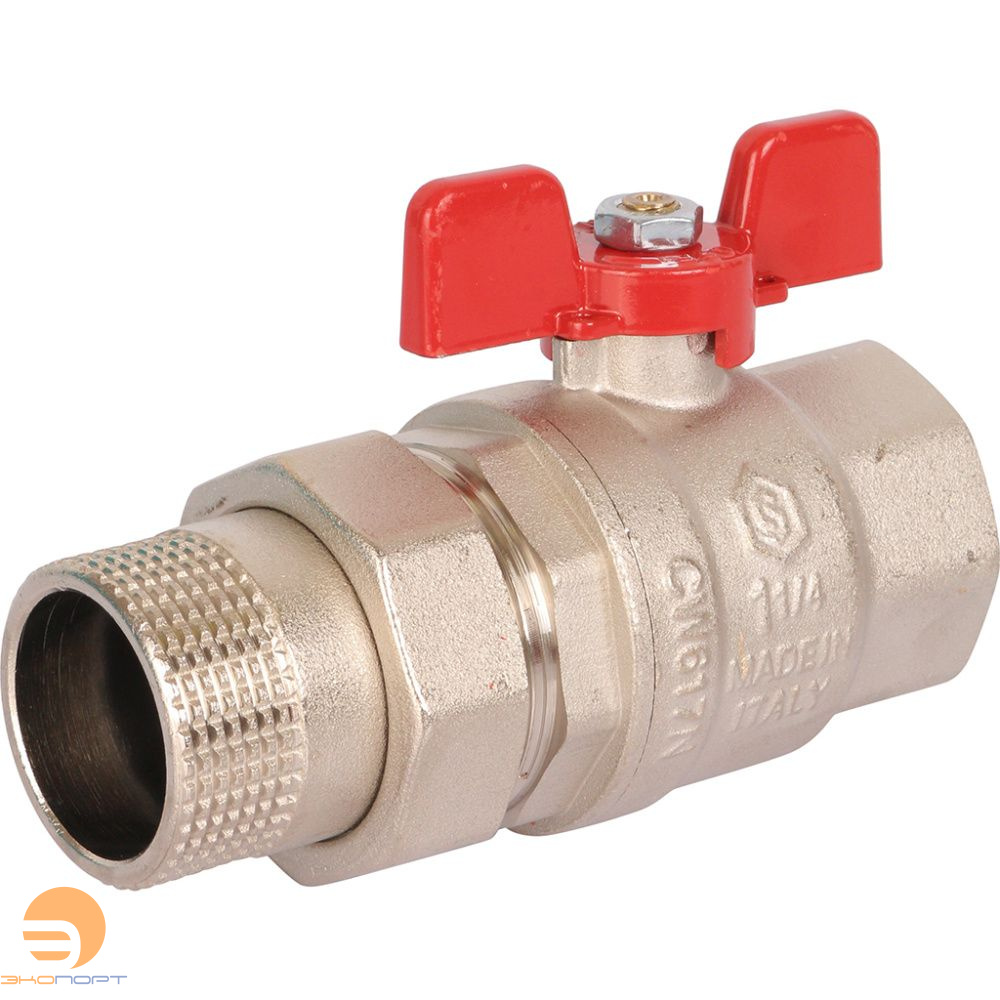 Кран шаровой полнопроходной со сгоном (EPDM) ВН 11/4" (бабочка) STOUT (ГОСТ)