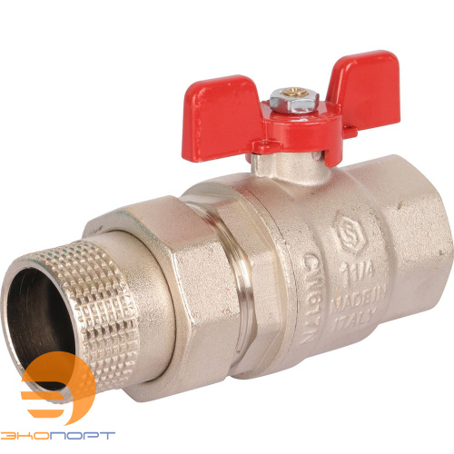 Кран шаровой полнопроходной со сгоном (EPDM) ВН 11/4" (бабочка) STOUT (ГОСТ)