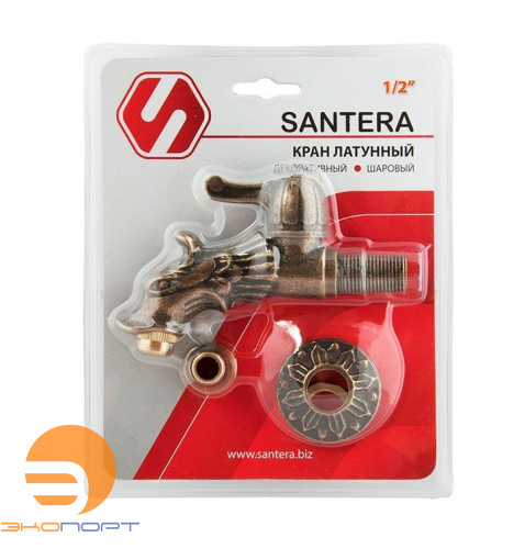 Кран садовый шаровый "Дракон" НР 1/2, штуцер 3/4, цвет бронза SANTERA