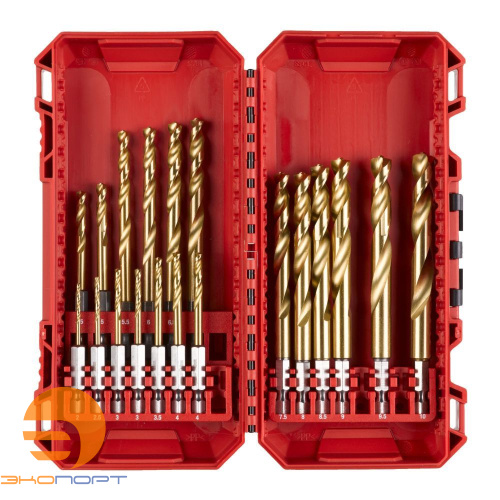 Набор сверл по металлу RedHEX HSS-TiN (19шт), Milwaukee