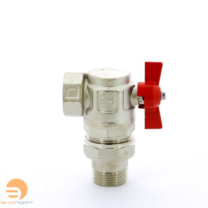 Кран угловой со сгоном НВ 1" бабочка IDEAL