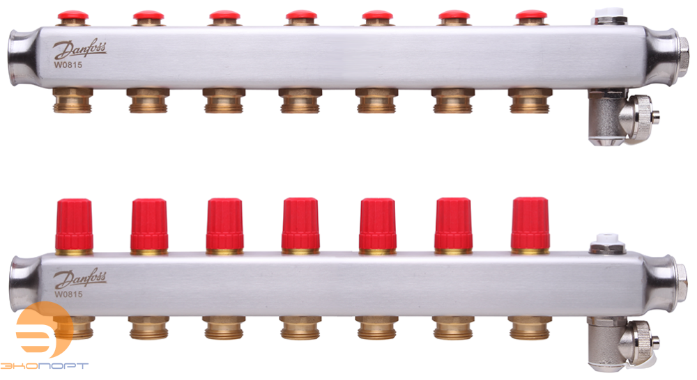 Коллекторы SSM-7 без расходомеров, для 7 контуров, нержавейка