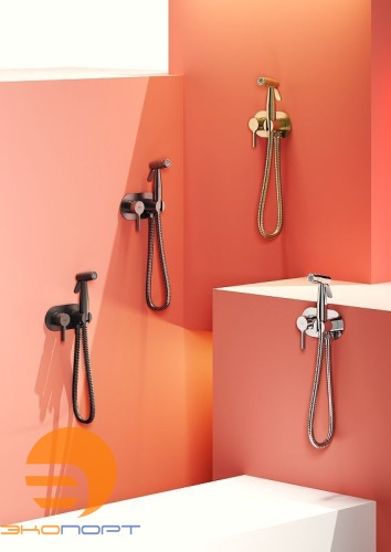 Смеситель с гигиеническим душем встраиваемый R20 сатин золотой, RAGLO