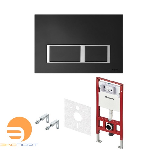 Комплект TECEspring, панель смыва с квадратными кнопками Черный матовый