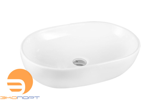 Раковина накладная овальная NUAGE (600*420*140),без перелива,белый глянец,MILLEAU