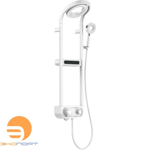 Система душевая с термостатом и изливом, тропический душ 210мм, белый, AQM