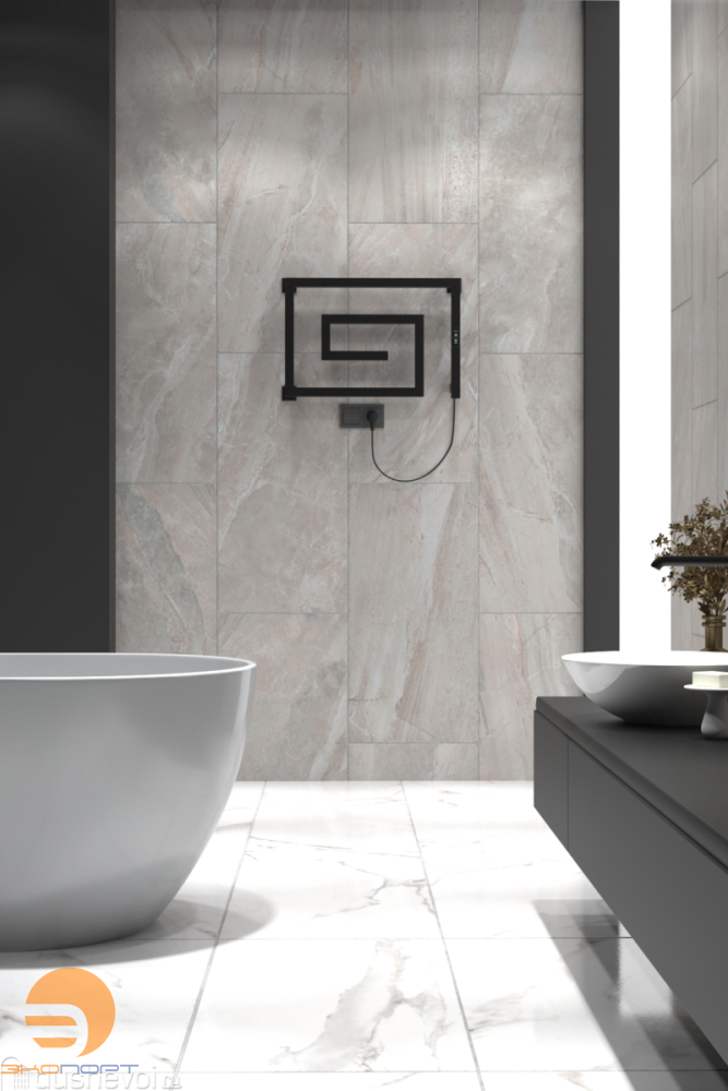 Полотенцесушитель Lira (electro) 40/60,таймер, скрытый провод справа, Черный муар, INDIGO