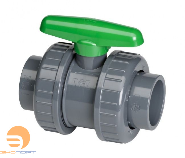 Кран шаровой двухразъемный (110) VITON -  PVC-U