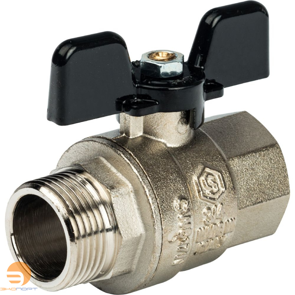 Кран шаровой полнопроходной ВН  3/4" (бабочка) STOUT