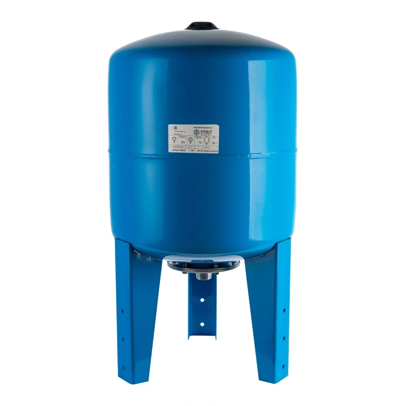 Бак мембранный для водоснабжения  50 л STOUT вертикальный с опорными стойками со сменной мембраной (синий) G 1"