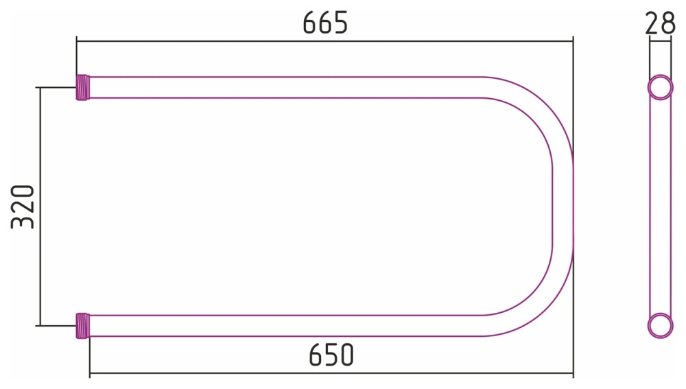 Псушитель П-образный 320х650, G 1 резьба-сгон Стилье