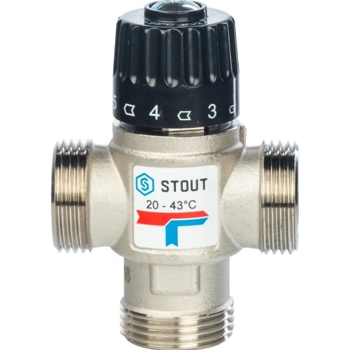 Клапан термостатический смесительный 1" НР 20-43С Kv 2,5 д/систем отопления и ГВС STOUT