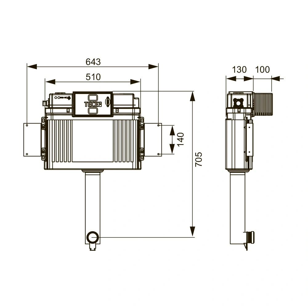 Бачок застенный для напольного унитаза TECEbox Uni 2.0 с монтаж. пластиной, высота 1060мм, TECE