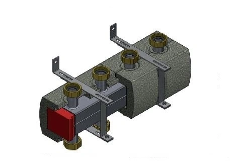 Распределительный модуль ECO 2 (НГ 1 1/2") на 7 выходов с красной вставкой и ком-том заглушек Huch