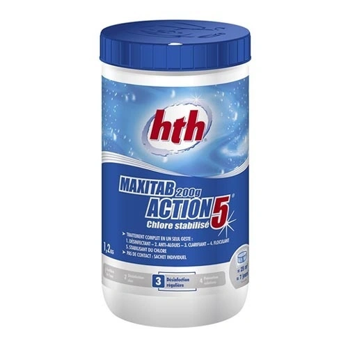 Многофункциональные таблетки стабилизированного хлора 5в1 MAXITAB ACTION 5 (200г / 5кг), hth